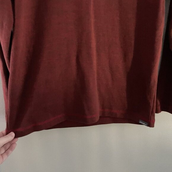 Eddie Bauer Men SZ M Orange/Brown 1/4 Zip Collared Pullover Long Sleeve Shirt - Picture 2 of 9